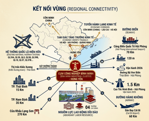 Vị trí kết nối giao thông cụm công nghiệp Bình Minh Thái Bình
